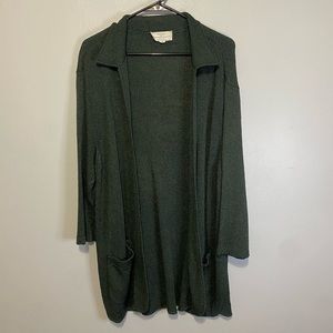 Brenda French For French Rags Cardigan Sweater Rayon Green Textured Knit Sz L